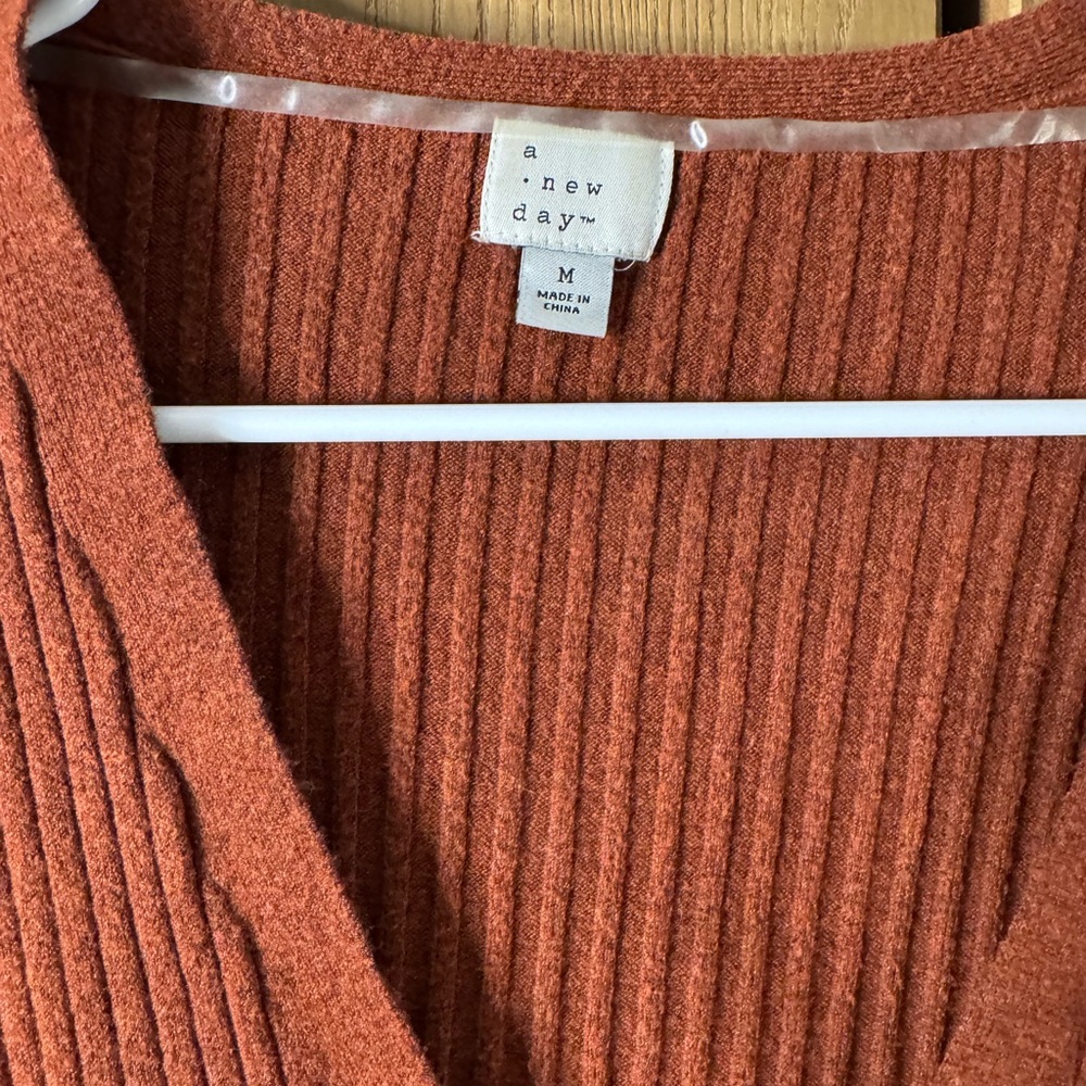a new day Rust Ribbed Cardigan - Picture 2 of 2